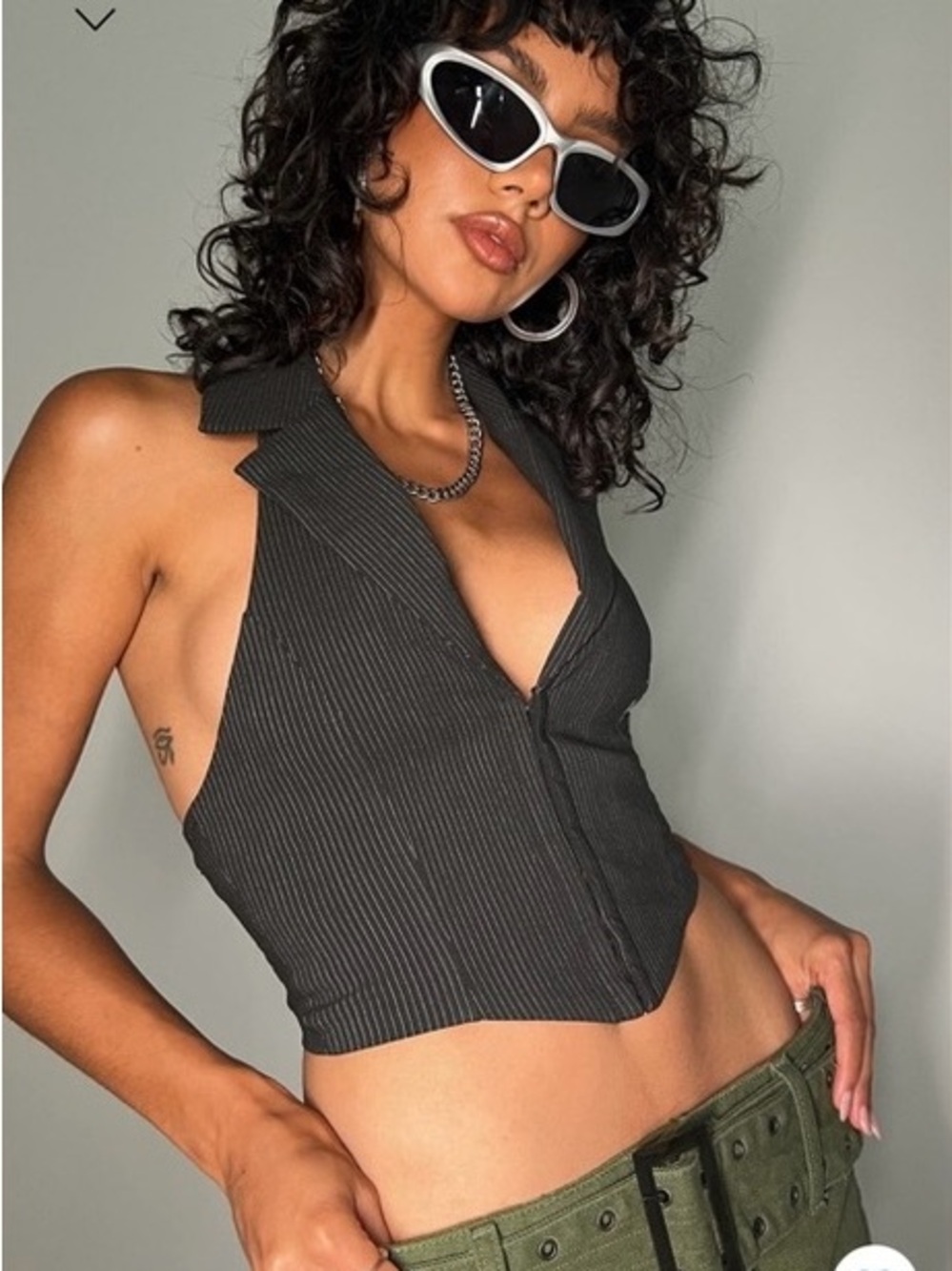 Everest Vest Top | Pinstripe Collared Vest Top